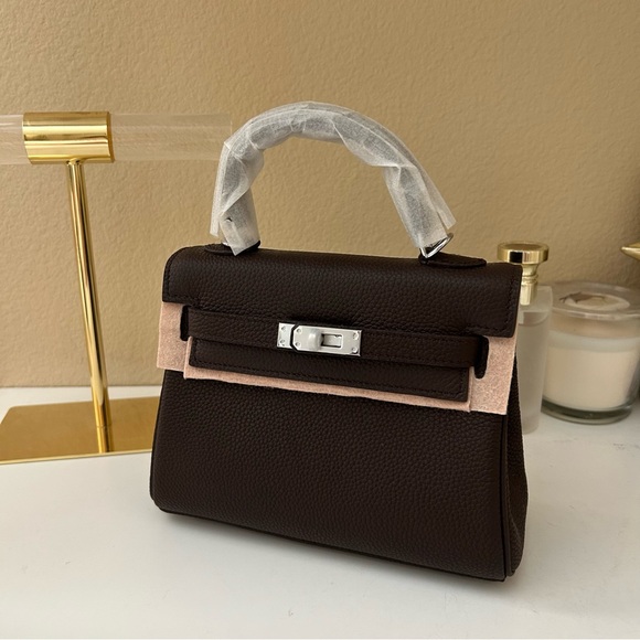 Top Handle Leather Satchel KL 20cm Ebene